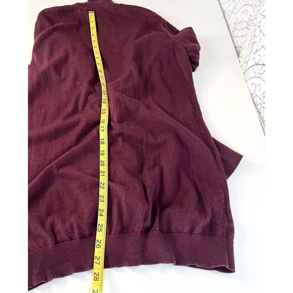 LOFT Cardigan  Sweater Women's L Burgundy Ruffled Button Down - Picture 8 of 10